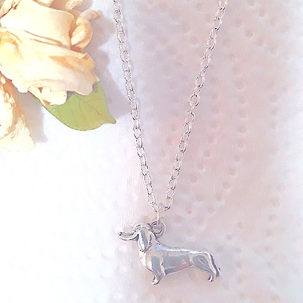 Doxie Dog Handmade Silver Charm Pendant Necklace 18"-22" chain lobster cโฆ